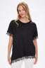 Asimetrik Dantel Garnili Yuvarlak Yaka T-Shirt UW27TSH086