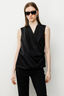 Ekol Kadın Kolsuz Oversize Minimalist Saten Bluz