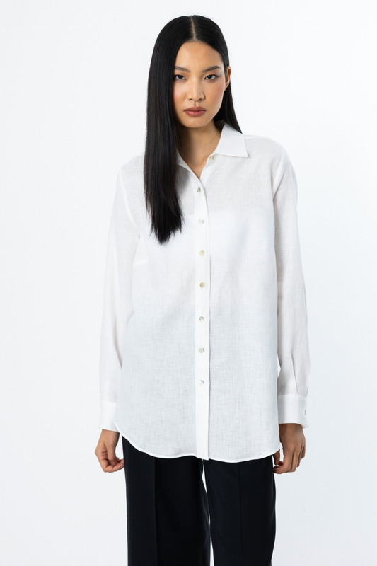 Ekol Kelebek İşlemeli Keten Bluz