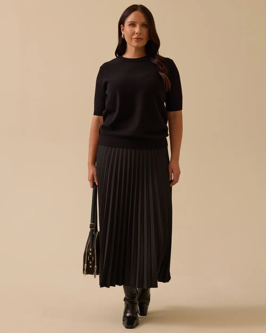 Bbüyük beden kısa kollu basic triko bluz Gala-Xi