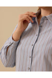 Büyük Beden Çizgili Manşet Detaylı Gömlek Gala-Xi