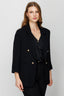Ekol Minimalist 3/4 Kol Çift Düğmeli Kadın Blazer Ceket - Günlük & Ofis