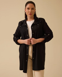 جاكيت بغطاء رأس بأكمام قابلة للطي مطرزة بمقاسات كبيرة من Gala-Xi