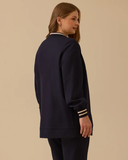 büyük beden şerit detaylı fermuarlı ceket Gala-Xi