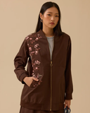 baskılı fermuar detaylı cepli ceket Scl