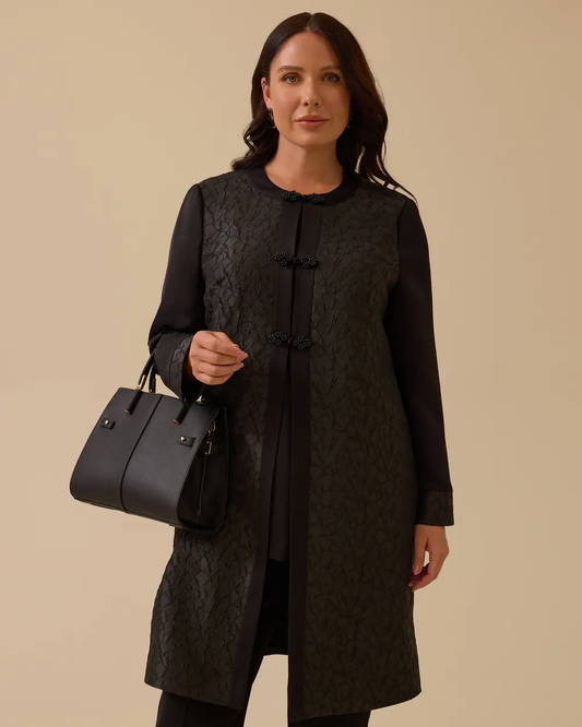 طقم جاكيت جاكار بنقوش بمقاسات كبيرة من جالا-شي