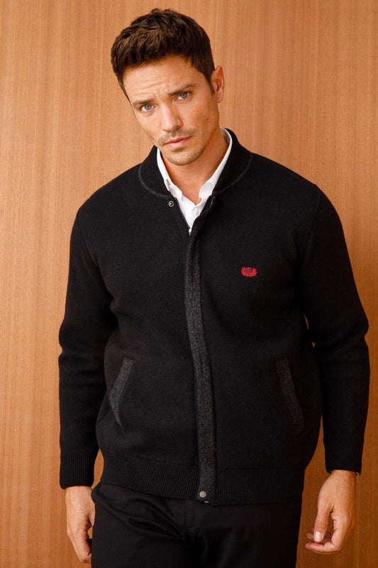 سترة رجالية بأكمام طويلة بنقوش بسيطة - كاجوال وأنيق