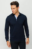 Desen Minimalist Uzun Kol Polo Yaka Erkek Sweatshirt - Rahat ve Şık