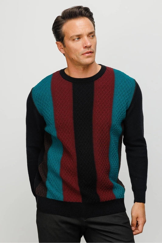 Desen Minimalist Vintage Erkek Uzun Kol Kazak - Regular Fit