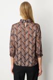 Ekol Göğsü Pencere Detaylı Desenli Bluz
