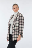 Ekol Kadın Kareli Midi Blazer Ceket - Şık ve Rahat