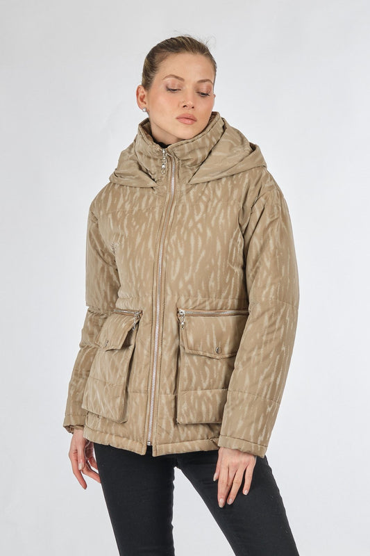 Ekol Oversize Kapüşonlu Minimalist Kadın Kışlık Mont
