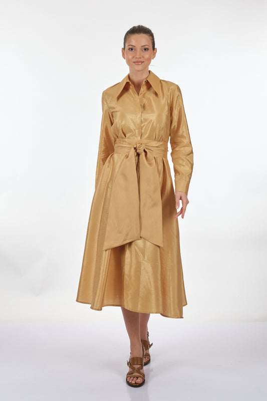 فستان شيفون متوسط الطول بأكمام طويلة بتصميم بسيط من SLeeN - أنيق وعصري (شحن مجاني)