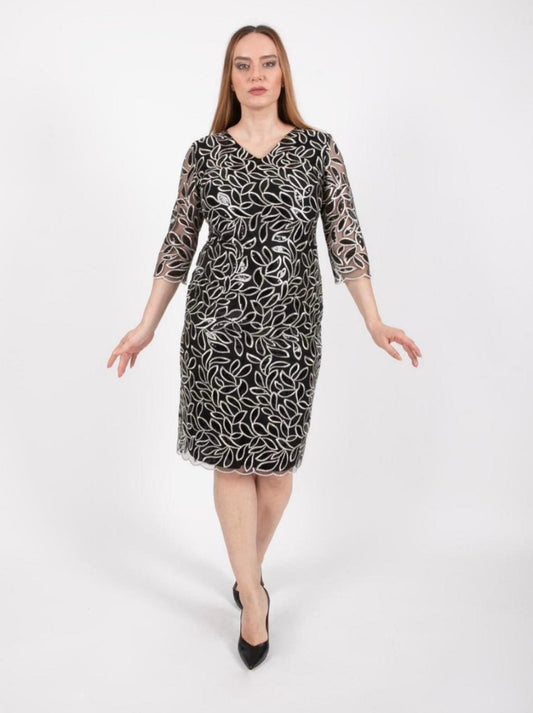 فستان سهرة نسائي من إيزي بنقشة أوراق الشجر 25YEZ4296