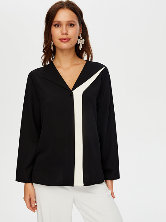 قميص Faik Sönmez نسائي برقبة دائرية وكتلة الألوان UW26GML013