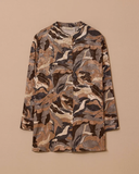 قميص جاكار بمقاسات كبيرة بنقشة مميزة وياقة صينية من قماش الجاكار - جالا-شي