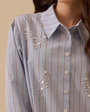 çizgili boncuk detaylı gömlek Scl