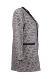 Gala-xi Minimalist Herringbone Desen Midi Uzun Kol Kadın Hırka