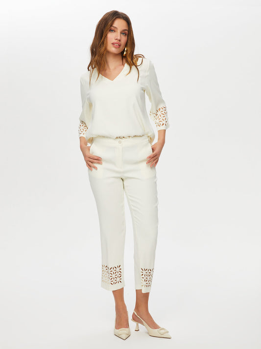 بنطلون نسائي ضيق بفتحات في الحافة - فائق سونميز