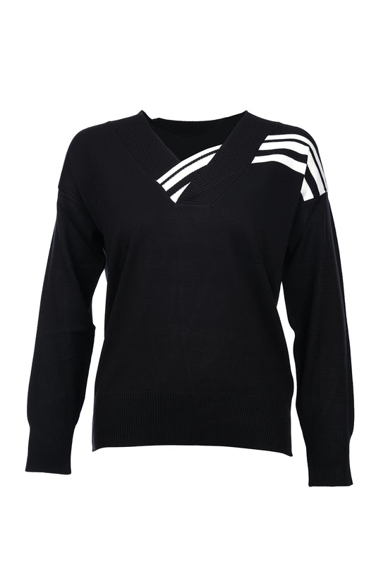 On Minimalist V Yaka Uzun Kollu Kadın Kazak - Günlük Şıklık