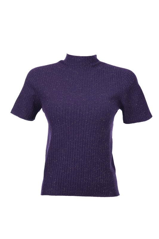 عشرة كنزات نسائية قصيرة الأكمام بياقة عالية بتصميم بسيط - أنيقة للاستخدام اليومي