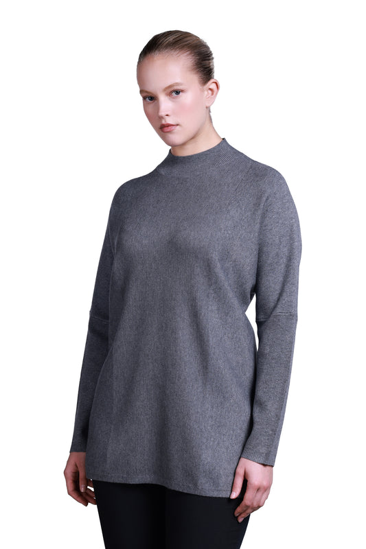 Sempre Minimalist Oversize Uzun Kol Kadın Kazak - Midi Boy - Rahat Kesim