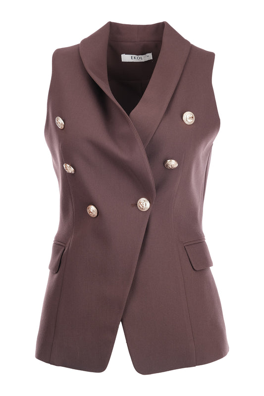 Kruvaze Yaka Kapak Cepli Yelek Ekol