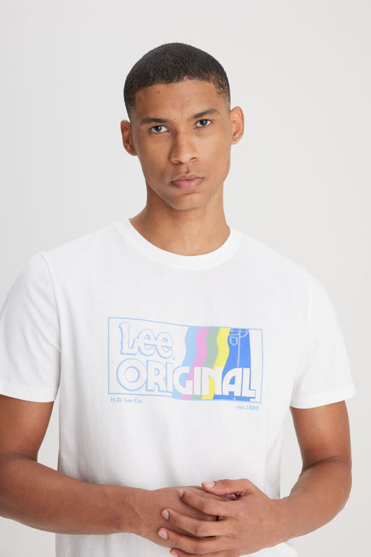 Lee Erkek Minimalist T-Shirt - Kısa Kol Yuvarlak Yaka - Günlük Stil
