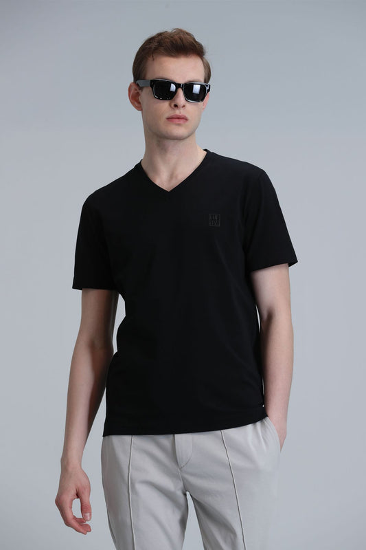 Lufian Minimalist V Yaka Kısa Kol Erkek T-Shirt - Günlük Stil