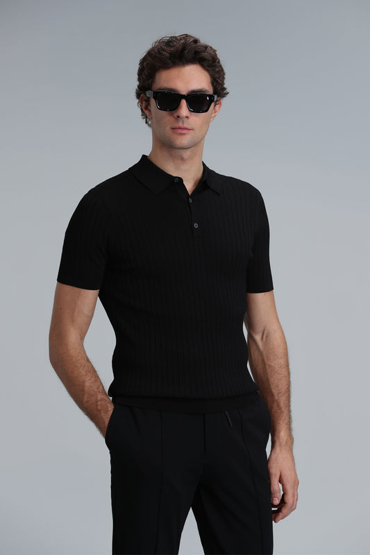 Lufian Minimalist Polo Yaka Kısa Kol Erkek Kazak - Günlük Şıklık