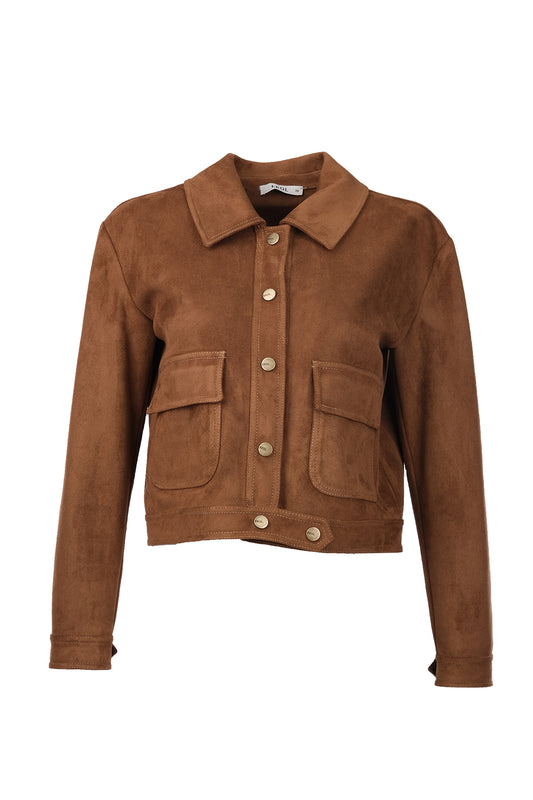 Ekol Minimalist Crop Süet Kadın Mont - Günlük Şıklık