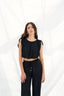 Naar Kadın Pamuklu Loose Fit Bisiklet Yaka Crop Bluz Omuz Bağlama Detaylı