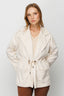 On Oversize Midi Kadın Mont - Kareli Desen - Minimalist Tarz