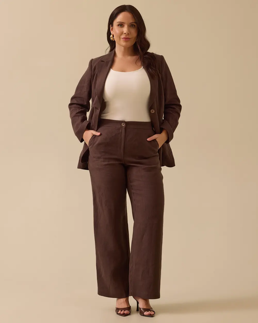 بنطلون كتان واسع الساقين بخصر عالٍ من جالا-كسي - تصميم بسيط وأنيق