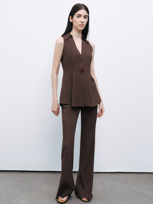 بنطلون نوكترن مينيماليست ميدي واسع الساقين - خصر عالٍ