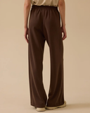 بنطال واسع الساقين، طويل، مزود بجيوب