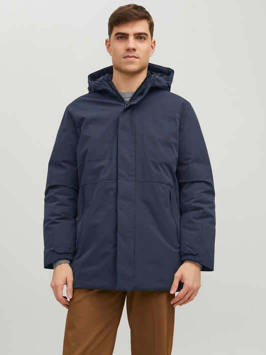 Jack&Jones Oversize Kapüşonlu Midi Erkek Pardösü - Günlük Kışlık