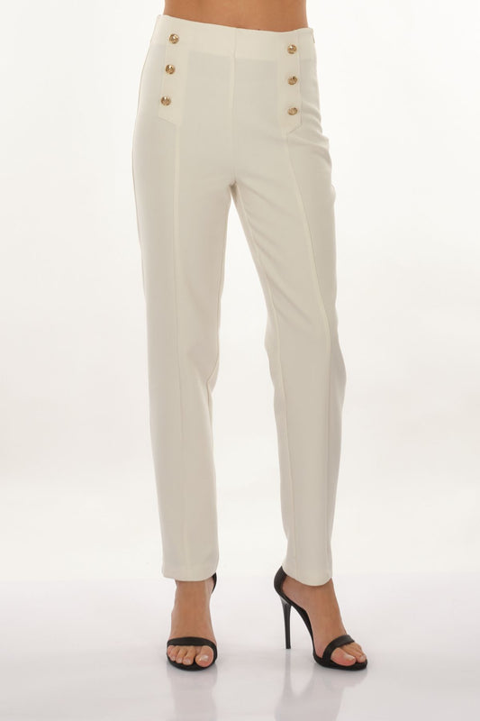 Perspective Minimalist Yüksek Bel Düğmeli Kadın Pantolon - Regular Fit