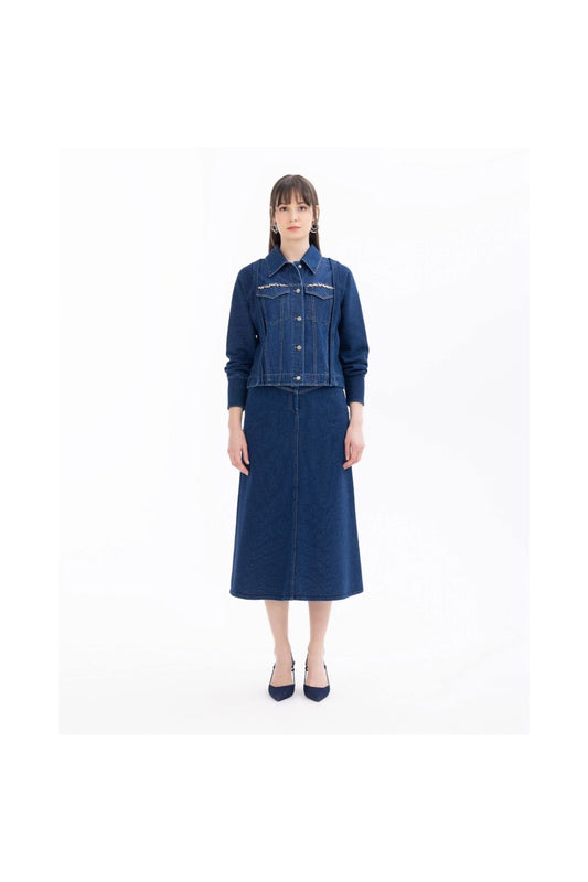 Seçil Minimalist Midi Denim Etek - Günlük & Şık Kombinler