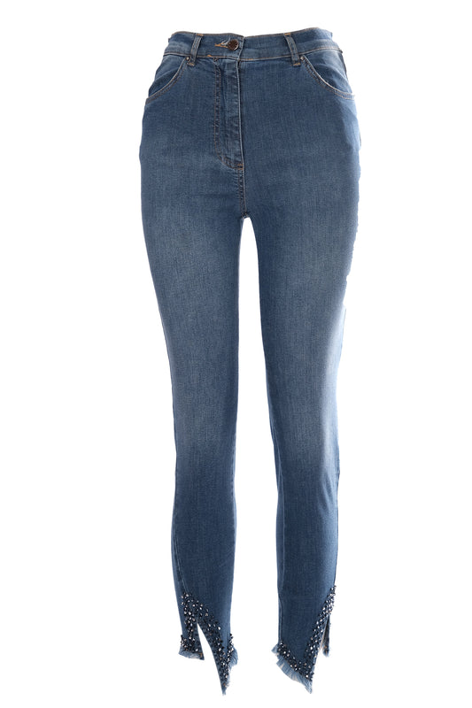 Seleste Minimalist Taş Detaylı Dar Paça Crop Jean Pantolon - Günlük & Şık
