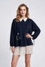 Scl Kadın Nakış İşlemeli Gömlek Yaka Detaylı Rahat Kesim Sweatshirt Etek Takım 10002612711005