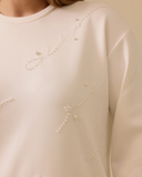 Büyük Beden Nakış Detaylı Boncuklu Sweatshirt Gala-Xi