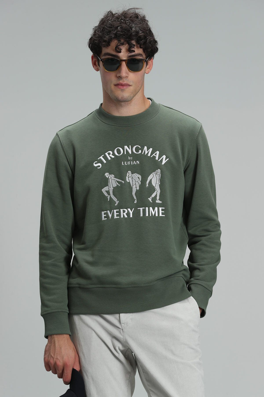 Lufian Erkek Oversize Yuvarlak Yaka Sweatshirt - Minimalist Günlük Stil