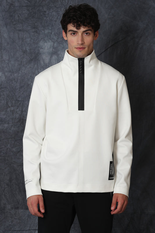 Lufian Oversize Erkek Sweatshirt - Minimalist Tarz - Yarım Fermuar