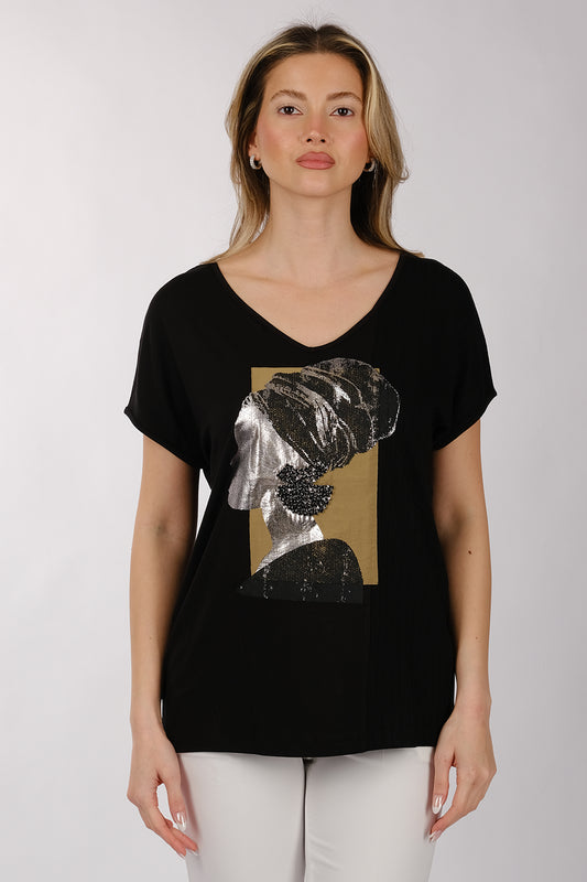 Daido Oversize V Yaka Kadın T-Shirt - Minimalist Stil