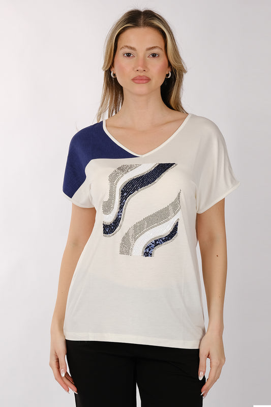 Daıdo Oversize V Yaka Kadın T-Shirt - Minimalist Tasarım