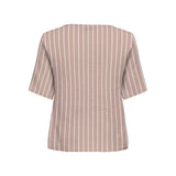 Only V Yaka Çizgili Kadın T-Shirt - Minimalist Stil
