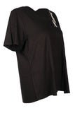 Vedi-Büyük Beden V Yak Taş Detaylı Kadın T-Shirt 25YXD5098
