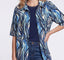 Tolga Saraçoğlu Kadın Bluz - Minimalist Zebra Desenli 3/4 Kol Oversize