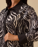 büyük beden zebra desenli gömlek tunik Gala-Xi